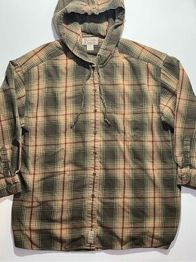 Vintage Abercrombie & Fitch Plaid Button Up Hoodie Shirt, Men’s Large